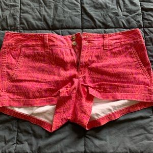 American eagle pink and orange pattern shorts